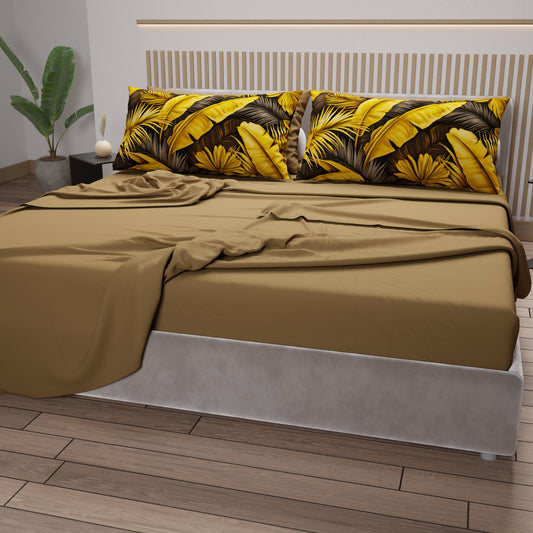 Draps en coton, parure de lit avec taies d'oreiller en impression numérique Tropical 06-4