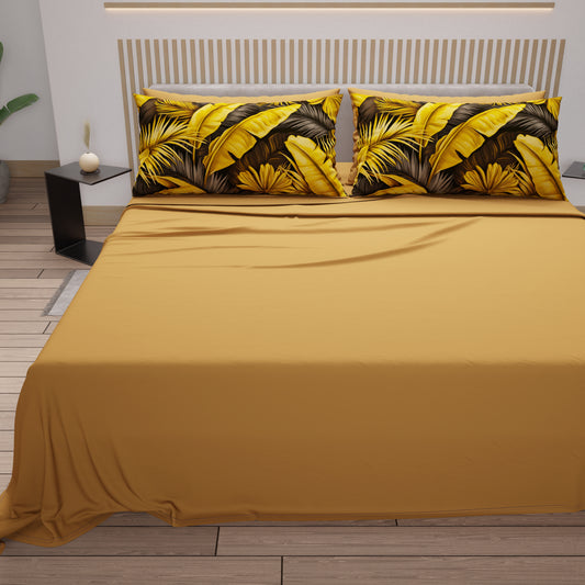 Draps en coton, parure de lit avec taies d'oreiller en impression numérique Tropical 06-4