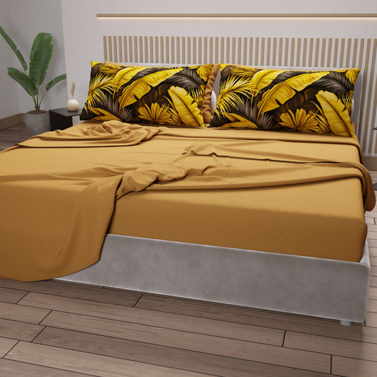 Draps en coton, parure de lit avec taies d'oreiller en impression numérique Tropical 06-4