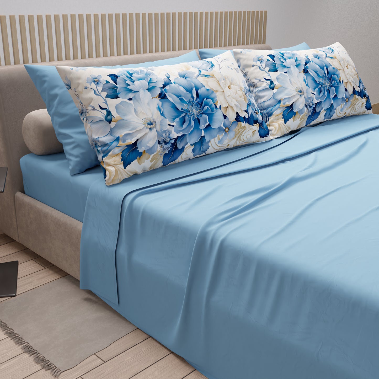 Lenzuola in Cotone, Completo Letto con Federe in Stampa Digitale Floreale 107