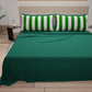 Lenzuola in Cotone, Completo Letto con Federe in Stampa Digitale Righe Verde Scuro