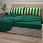 Lenzuola in Cotone, Completo Letto con Federe in Stampa Digitale Righe Verde Scuro