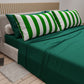 Lenzuola in Cotone, Completo Letto con Federe in Stampa Digitale Righe Verde Scuro