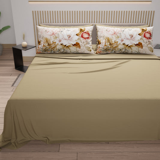 Lenzuola in Cotone, Completo Letto con Federe in Stampa Digitale Vintage Flower