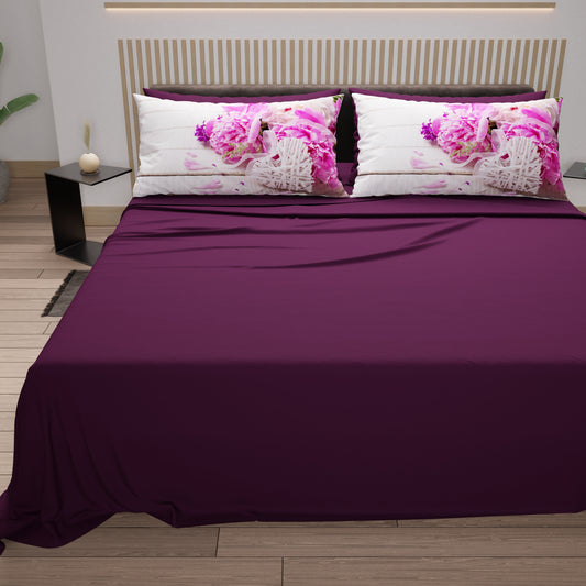 Draps en Coton, Parure de Lit avec Taies d'Oreiller en Impression Numérique Spring