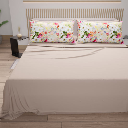 Draps en Coton, Parure de Lit avec Taies d'Oreiller en Impression Numérique Spring Colorful