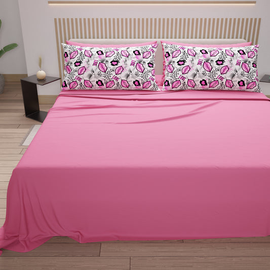 Lenzuola in Cotone, Completo Letto con Federe in Stampa Digitale Lipstick Bianco