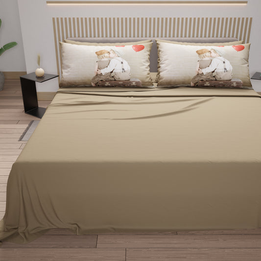 Lenzuola in Cotone, Completo Letto con Federe in Stampa Digitale Bacio
