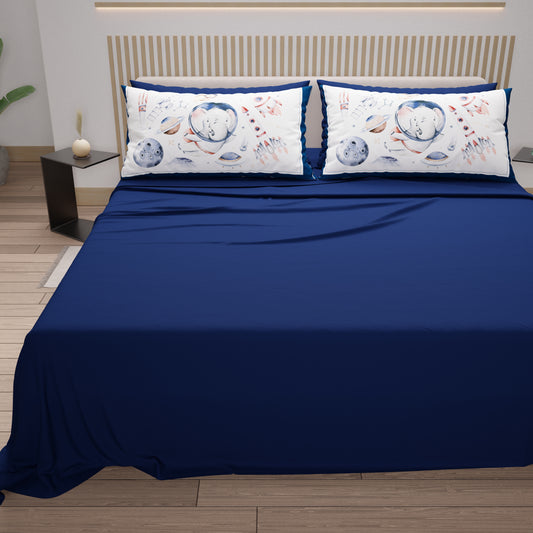 Draps en Coton, Parure de Lit avec Taies d'Oreiller en Impression Digitale Baby Spazio
