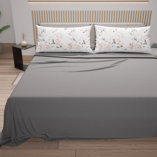 Lenzuola in Cotone, Completo Letto con Federe in Stampa Digitale Floreale 17-00