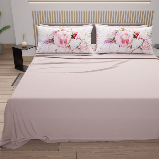 Lenzuola in Cotone, Completo Letto con Federe in Stampa Digitale Country Chic