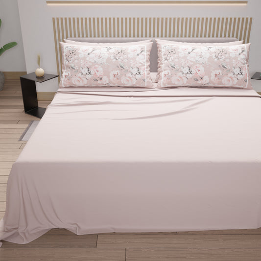 Lenzuola in Cotone, Completo Letto con Federe in Stampa Digitale Floreale 17-03