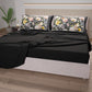 Cotton Sheets, Bed Set with Floral Digital Print Pillowcases 06-Black
