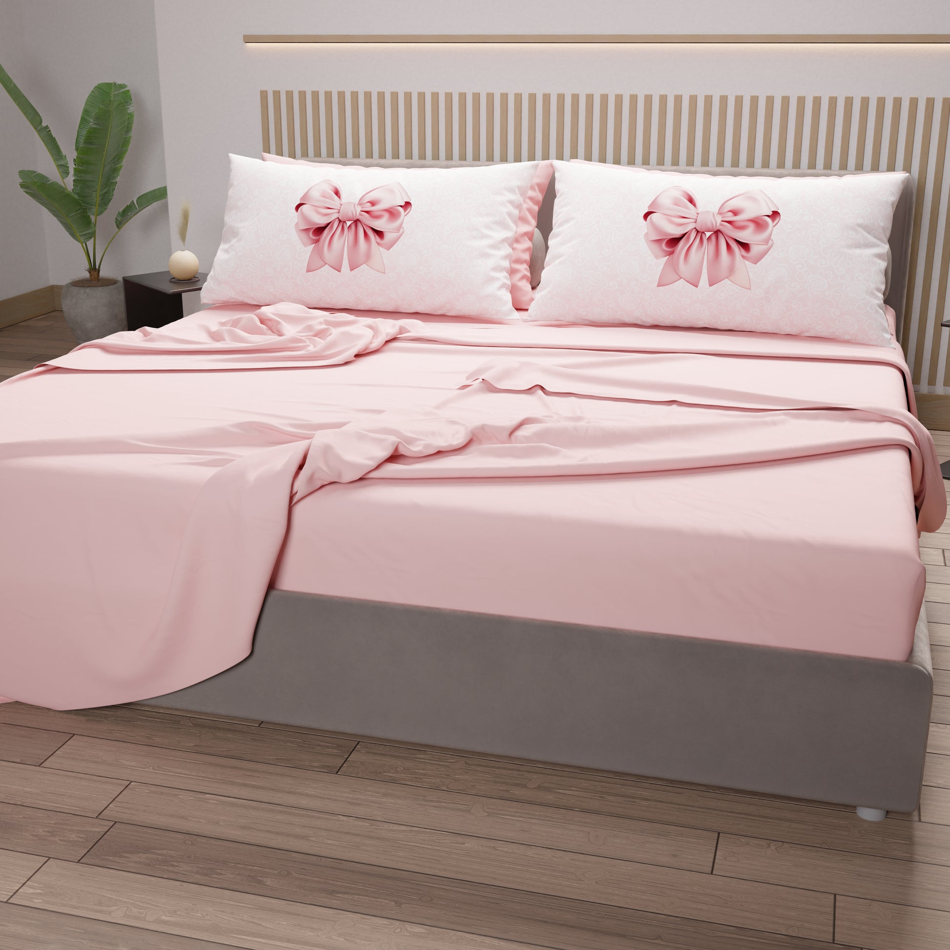Blanc Avenue - Lot de 2 taies d'oreiller satin de coton rose Blanc Avenue - Lot de 2 taies d'oreiller satin de coton rose