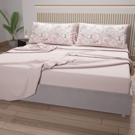 Lenzuola in Cotone, Completo Letto con Federe in Stampa Digitale Floreale 17-03
