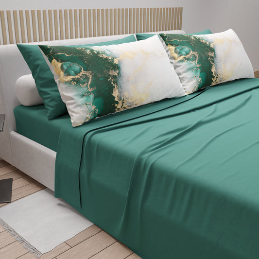 Draps en coton, parure de lit avec taies d'oreiller à impression numérique Marble 09