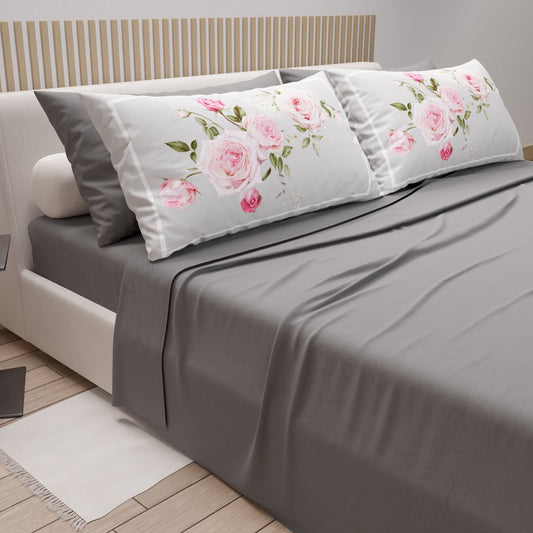 Lenzuola in Cotone, Completo Letto con Federe in Stampa Digitale Floreale 20-02