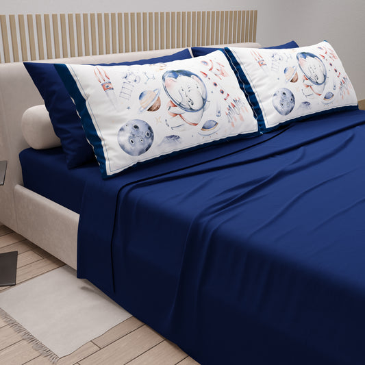 Draps en coton, parure de lit avec taies d'oreiller à impression numérique espace bébé