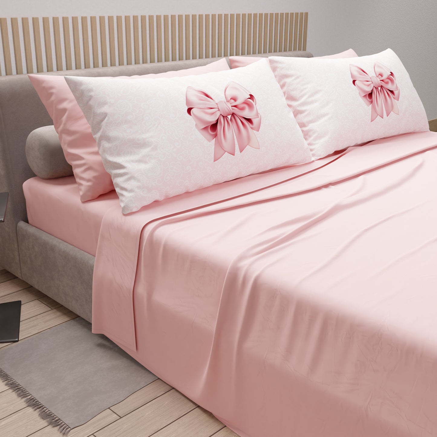 Completo Letto 100% Cotone Smart Deco Home - Misura Una Piazza E Mezza, Stampa Gigli Grigio, Made In Italy