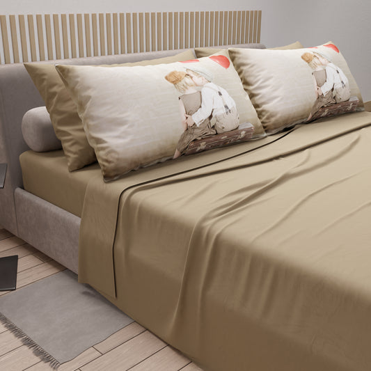 Cotton Sheets, Bed Set with Bacio Digital Print Pillowcases