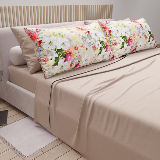 Draps en coton, parure de lit avec taies d'oreiller à impression numérique colorée de printemps