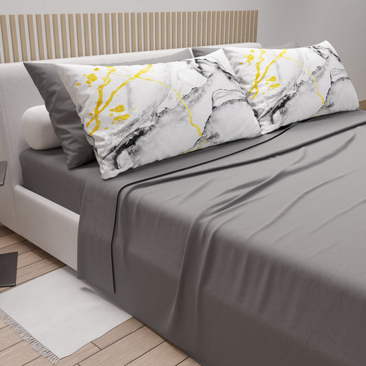 Draps en coton, parure de lit avec taies d'oreiller à impression numérique Marble 06