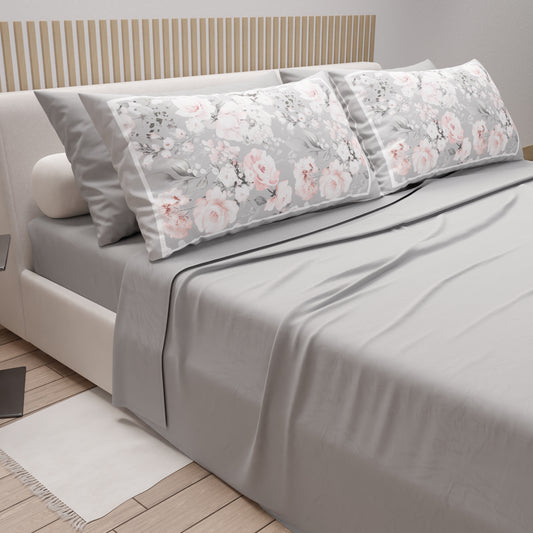 Lenzuola in Cotone, Completo Letto con Federe in Stampa Digitale Floreale 17-02