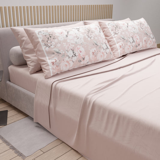 Lenzuola in Cotone, Completo Letto con Federe in Stampa Digitale Floreale 17-03