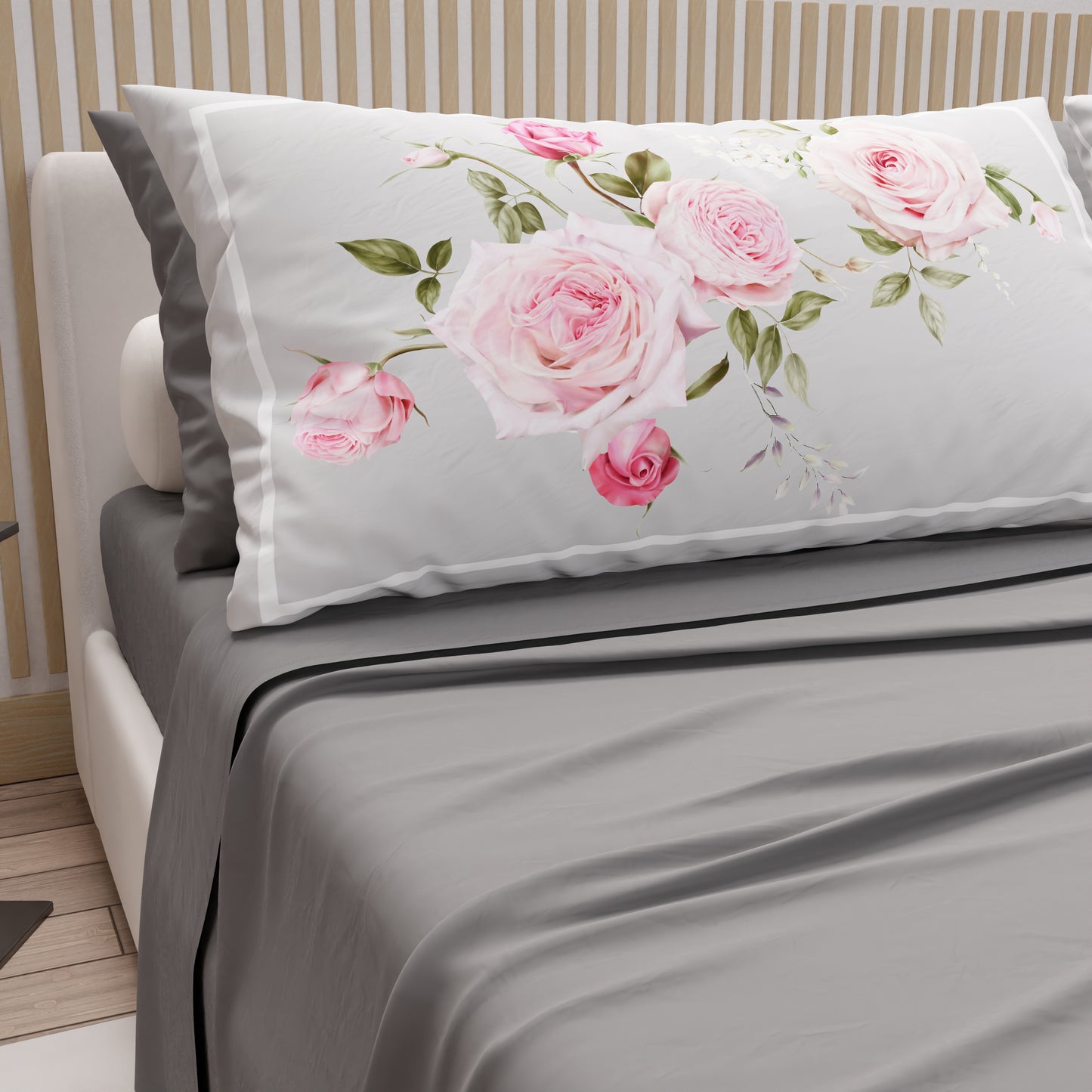 Cotton Sheets, Bed Set with Floral Digital Print Pillowcases 20-02