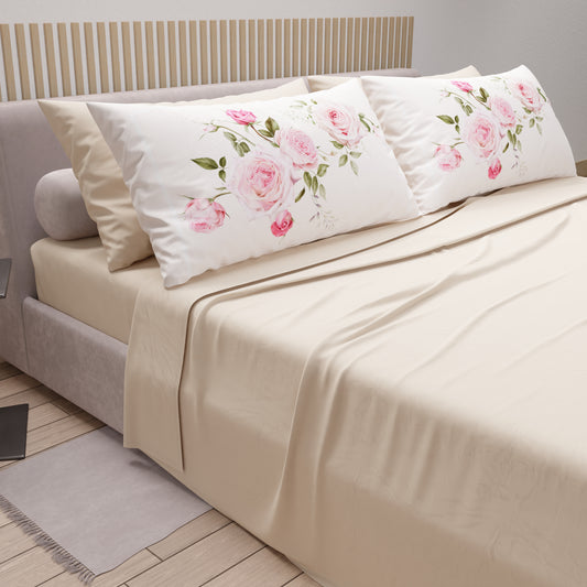 Lenzuola in Cotone, Completo Letto con Federe in Stampa Digitale Floreale 20-05