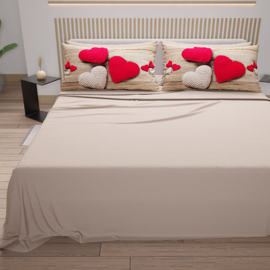 Lenzuola in Cotone, Completo Letto con Federe in Stampa Digitale Cuore