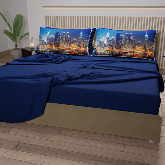 Lenzuola in Cotone, Completo Letto con Federe in Stampa Digitale City 02