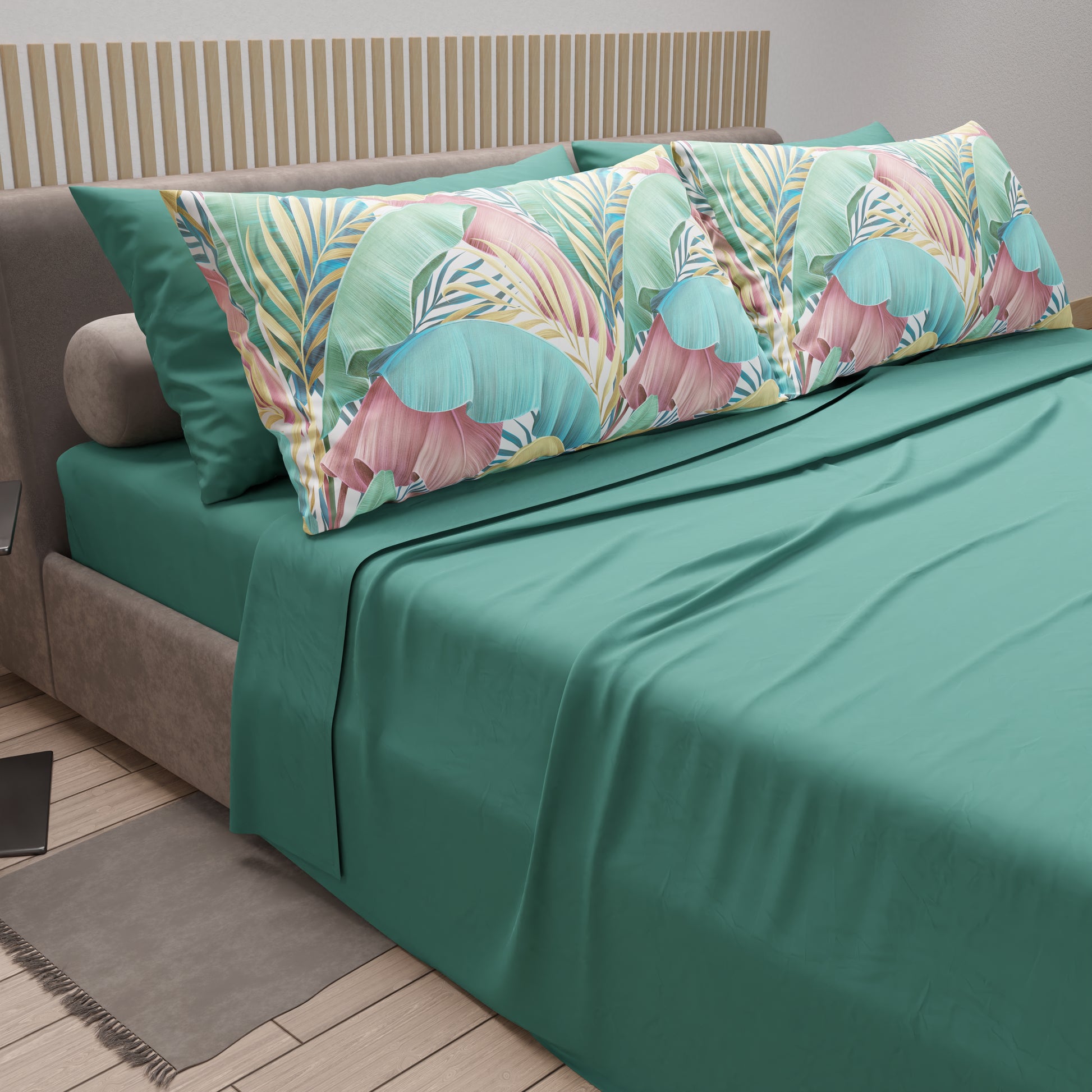 Bianco Perla Completo letto matrimoniale a righe, lenzuola in cotone + 2 federe Maui - Angelica Home Stabia Bianco Perla Completo letto matrimoniale a righe, lenzuola in cotone + 2 federe Maui - Angelica Home Stabia