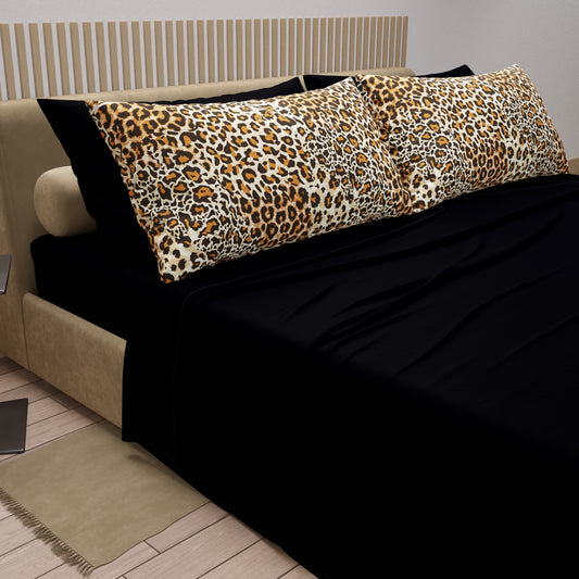 Lenzuola in Cotone, Completo Letto con Federe in Stampa Digitale Animalier Maculato