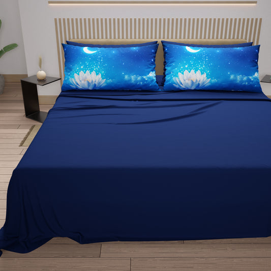 Lenzuola in Cotone, Completo Letto con Federe in Stampa Digitale Notte Stellata