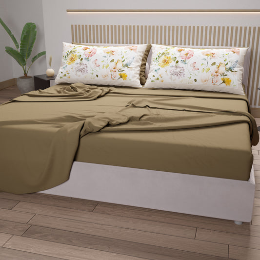 Lenzuola in Cotone, Completo Letto con Federe in Stampa Digitale Floreale 06
