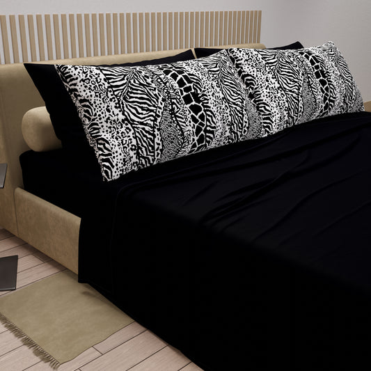 Lenzuola in Cotone, Completo Letto con Federe in Stampa Digitale Animalier Zebrato