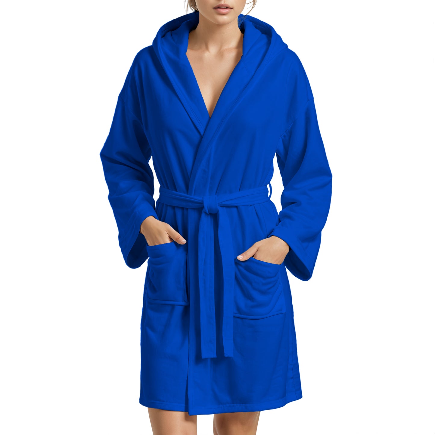 Electric Blue Microfiber Bathrobe for Men and Women