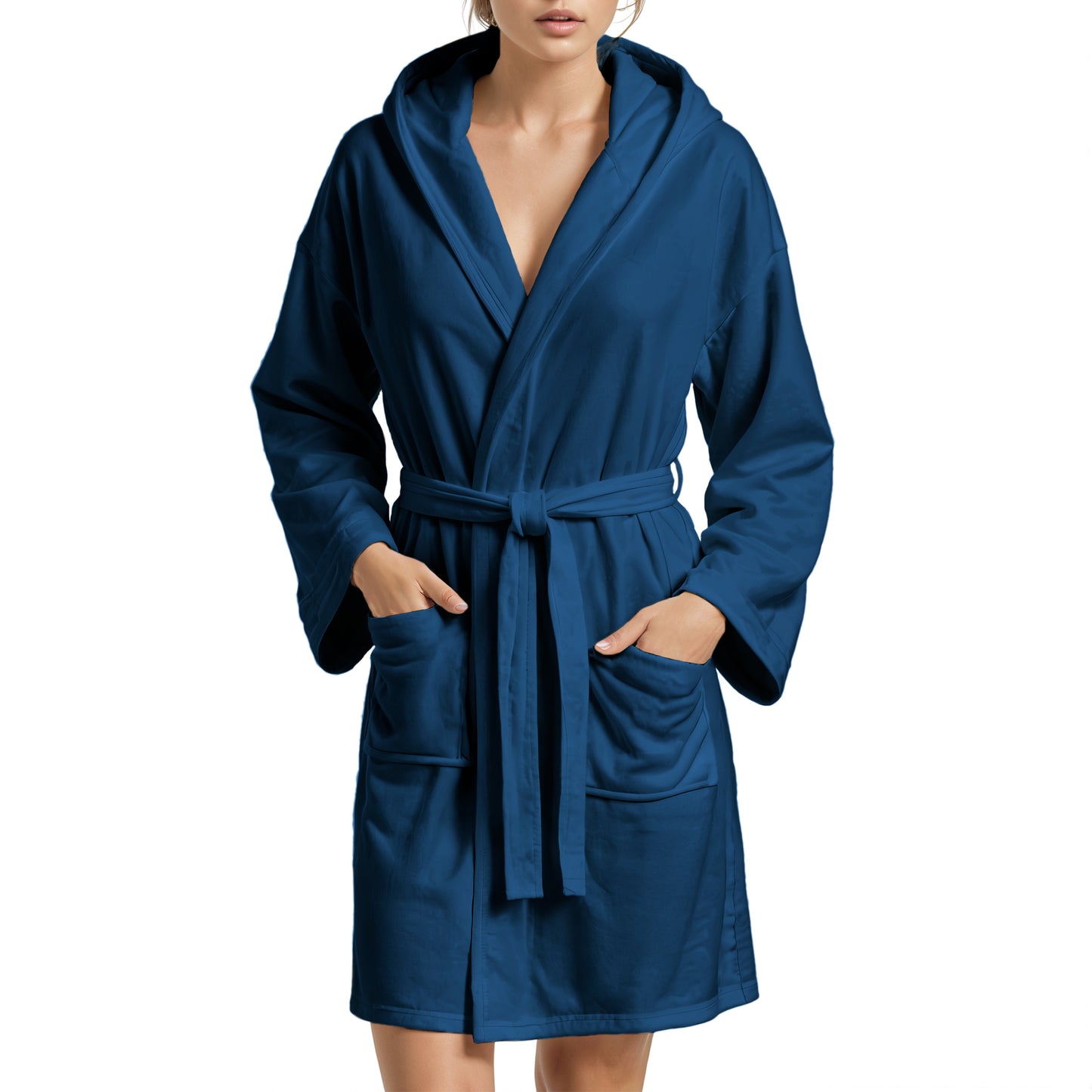 Midnight Blue Microfiber Bathrobe for Men and Women