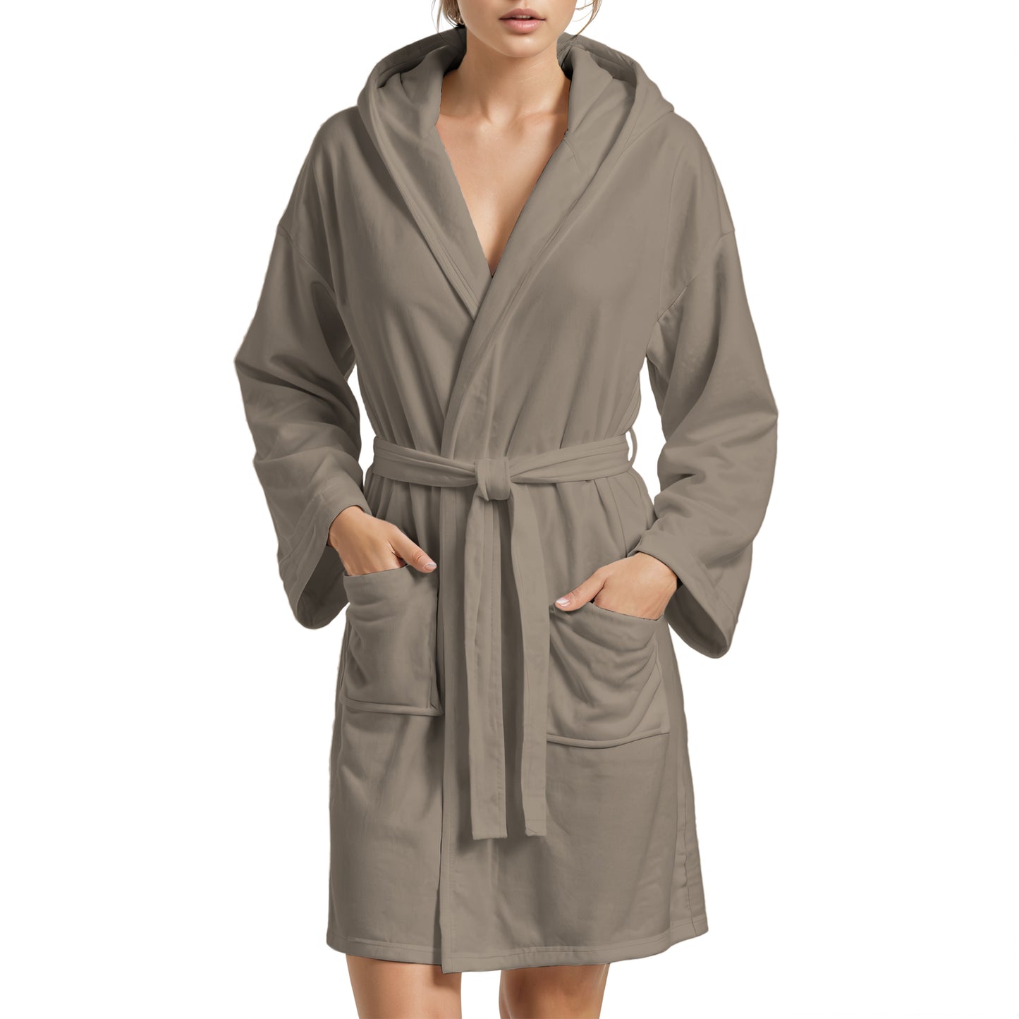 Microfibre bathrobe for men and women in dove grey