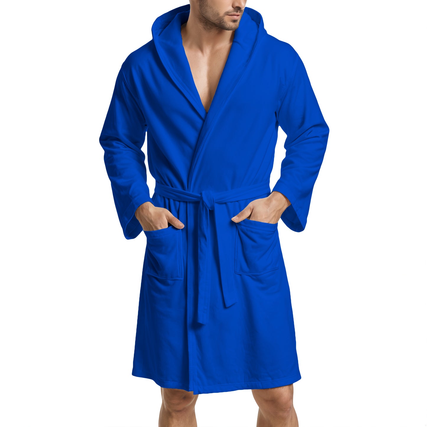 Electric Blue Microfiber Bathrobe for Men and Women