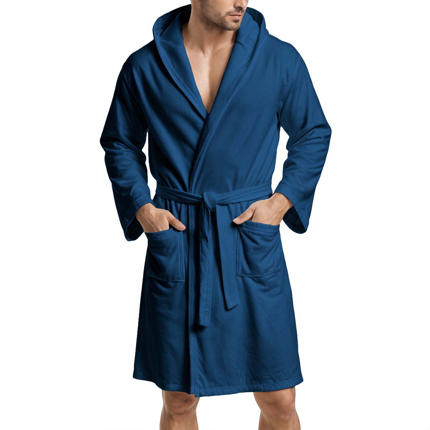 Midnight Blue Microfiber Bathrobe for Men and Women