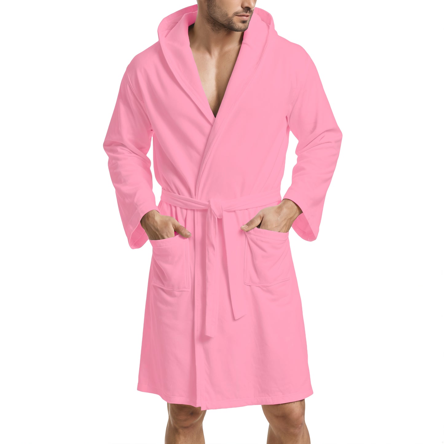 Peignoir en microfibre rose pour homme et femme