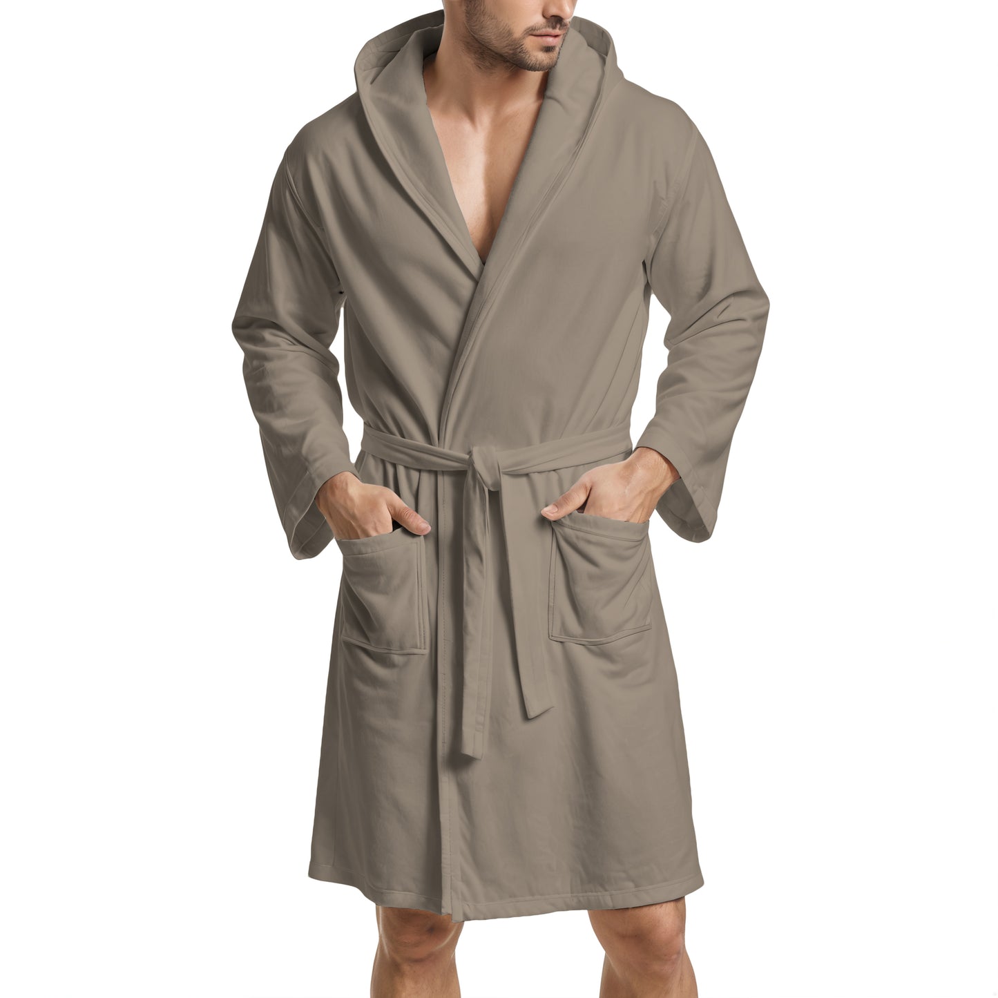 Microfibre bathrobe for men and women in dove grey