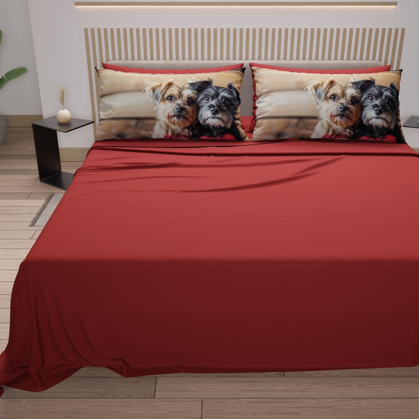 Lenzuola Animali in Cotone, Completo Letto con Federe in Stampa Digitale Dog 19