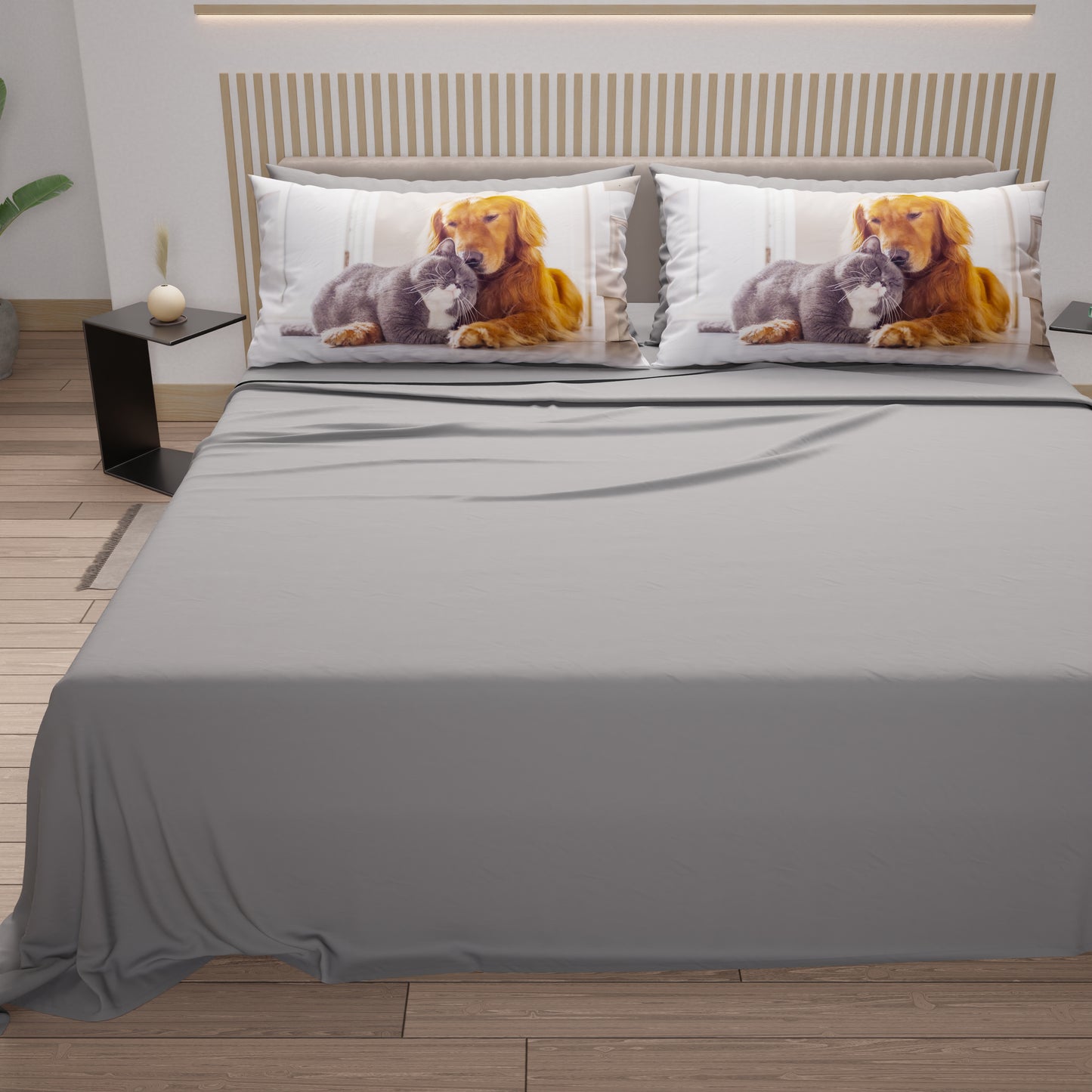 Lenzuola Animali in Cotone, Completo Letto con Federe in Stampa Digitale Friends 01