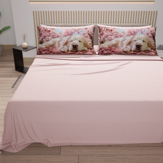 Draps Animaux en Coton, Parure de Lit avec Taies d'Oreiller en Impression Numérique Chien 11