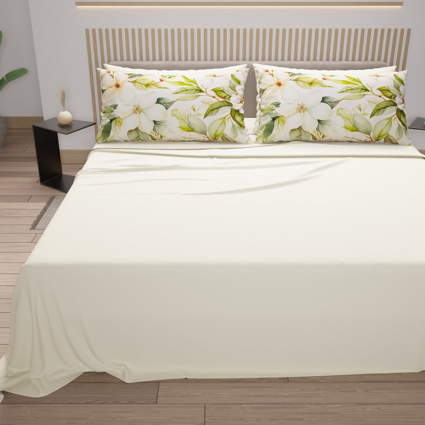 Lenzuola in Cotone, Completo Letto con Federe in Stampa Digitale Floreale 112