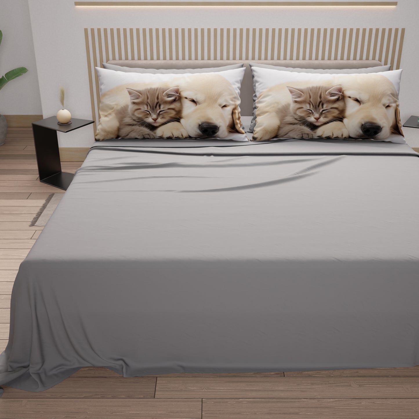 Lenzuola Animali in Cotone, Completo Letto con Federe in Stampa Digitale Friends 12