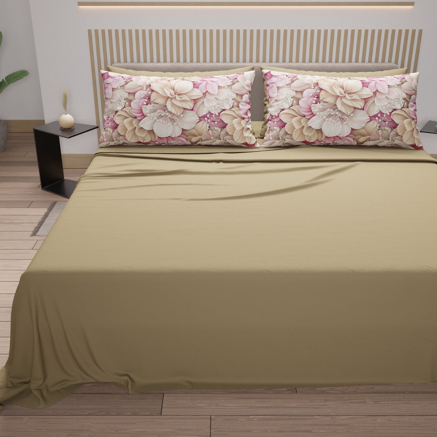 Lenzuola in Cotone, Completo Letto con Federe in Stampa Digitale Floreale 104